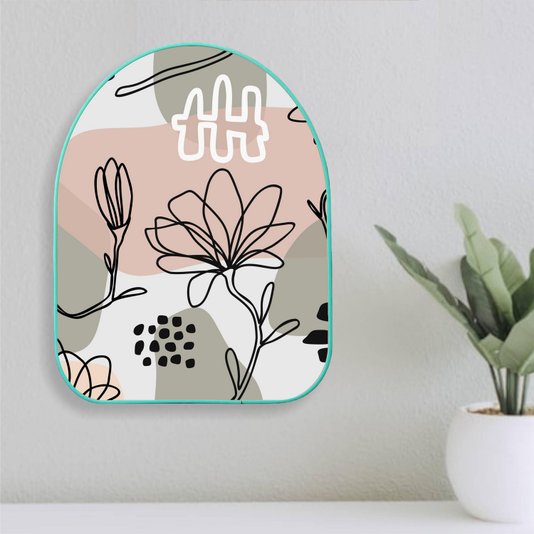 Quadro Orgânico Decorativo Silhueta Flores Fundo Colorido com Moldura Filete Flexível