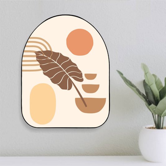 Quadro Orgânico Decorativo Silhueta Folha com Moldura Flexível Metalizada
