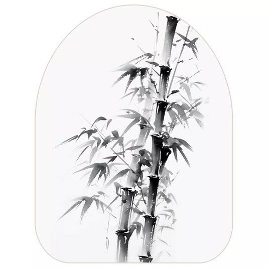 Quadro Orgânico Decorativo Take Pintura de Bambu no Estilo Sumiê com Moldura em Couro Sintético