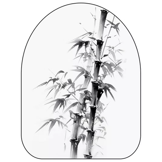 Quadro Orgânico Decorativo Take Pintura de Bambu no Estilo Sumiê com Moldura em Couro Sintético