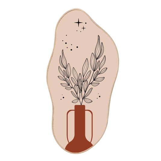 Quadro Orgânico Decorativo Vaso De Planta Marrom Estilo Japandi