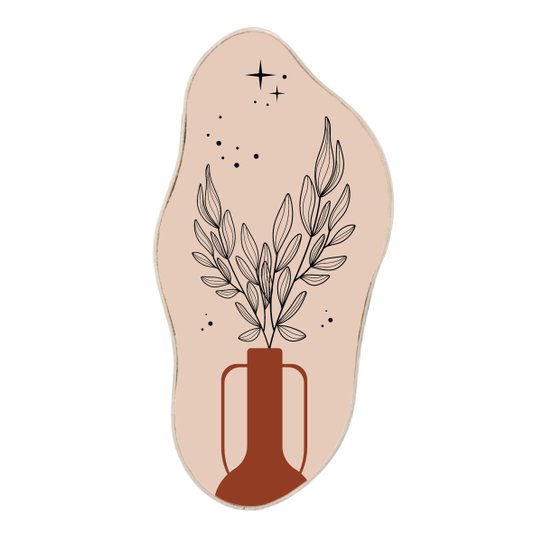 Quadro Orgânico Decorativo Vaso De Planta Marrom Estilo Japandi