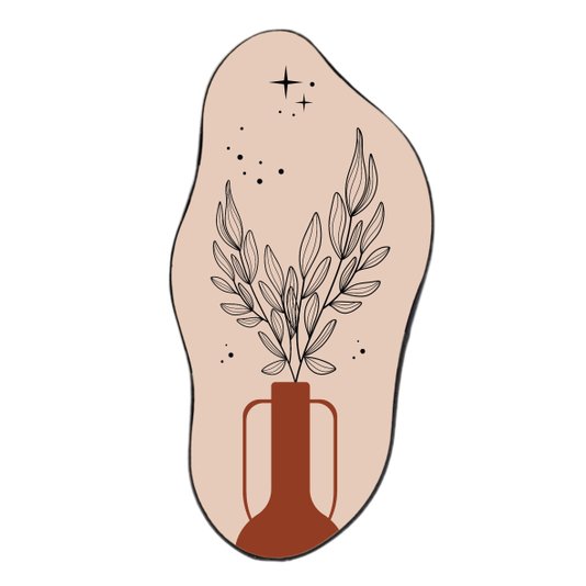 Quadro Orgânico Decorativo Vaso De Planta Marrom Estilo Japandi