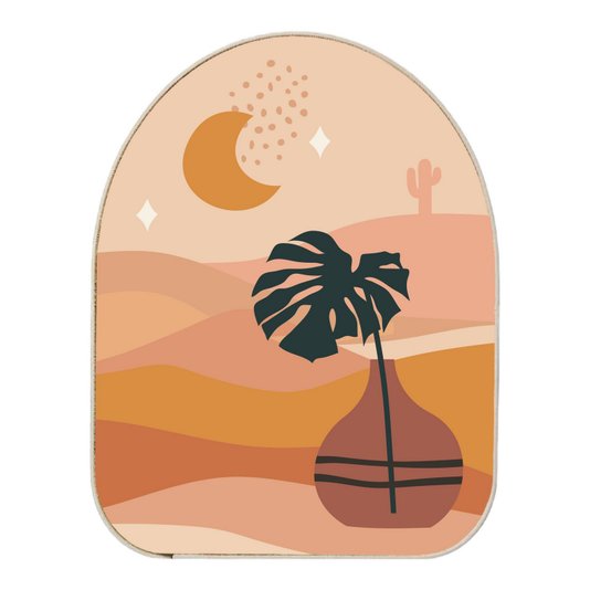 Quadro Orgânico Decorativo Vaso no Deserto com Moldura em Couro Sintético