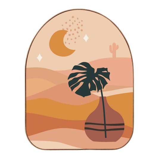 Quadro Orgânico Decorativo Vaso no Deserto com Moldura em Couro Sintético