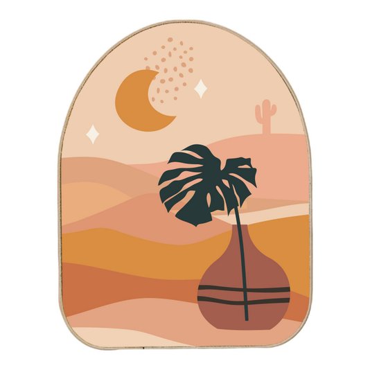 Quadro Orgânico Decorativo Vaso no Deserto com Moldura em Couro Sintético