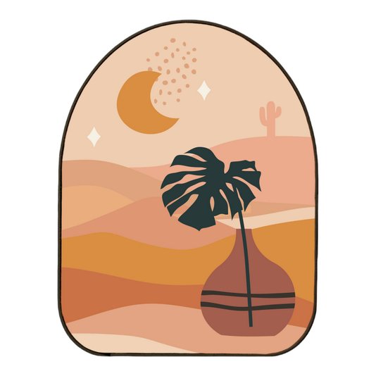 Quadro Orgânico Decorativo Vaso no Deserto com Moldura em Couro Sintético