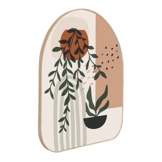 Quadro Orgânico Decorativo Vasos de Folhagens com Moldura em Couro Sintético