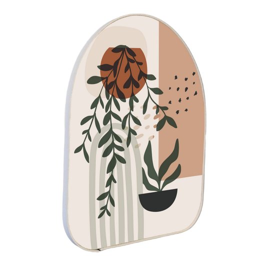 Quadro Orgânico Decorativo Vasos de Folhagens com Moldura em Couro Sintético