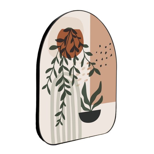 Quadro Orgânico Decorativo Vasos de Folhagens com Moldura em Couro Sintético