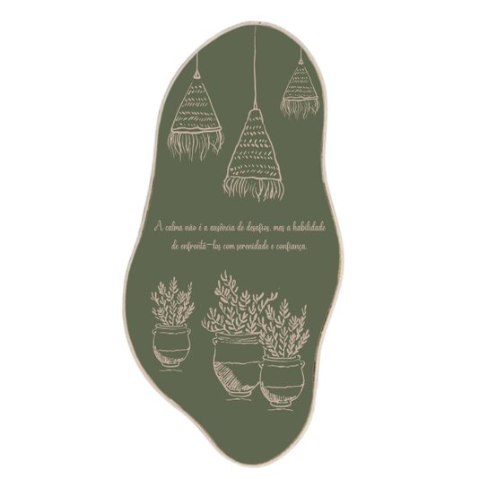 Quadro Orgânico Decorativo Vasos de plantas Com Artesanato De Palha Frase A Calma Não É A Ausência De Desafios