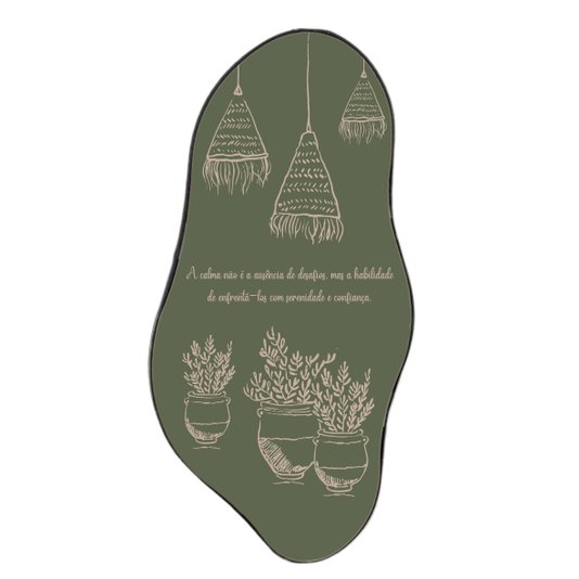 Quadro Orgânico Decorativo Vasos de plantas Com Artesanato De Palha Frase A Calma Não É A Ausência De Desafios