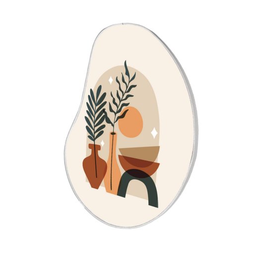 Quadro Orgânico Decorativo Vasos no Chão com Moldura em Couro Sintético