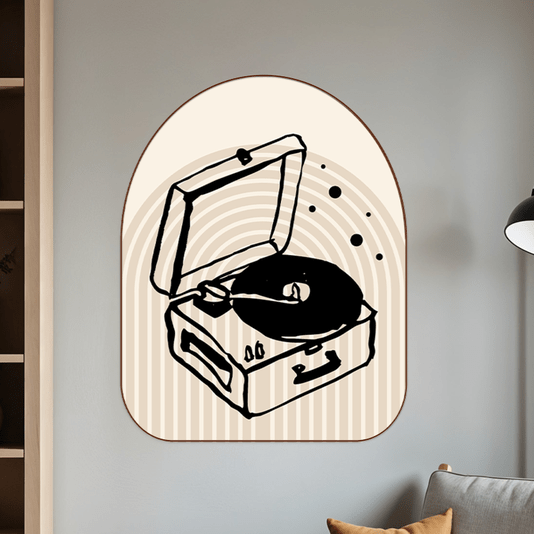 Quadro Orgânico Decorativo Vitrola Vintage Estilo Japandi