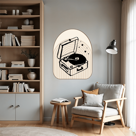 Quadro Orgânico Decorativo Vitrola Vintage Estilo Japandi