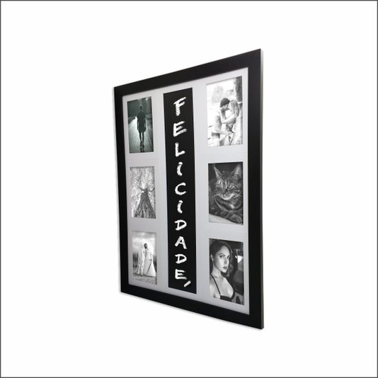 Quadro Painel de Parede para 6 fotos 10x15cm e Blackboard para Escrever com Giz