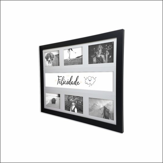 Quadro Painel de Parede para 6 fotos 10x15cm - Felicidade