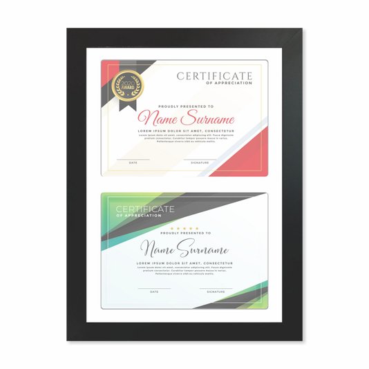 Quadro Painel de Parede para 2 Fotos Certificados Diplomas A4 e Alvará de Funcionamento