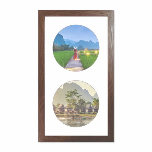 Quadro Painel de Parede para 2 fotos Redondas de 15cm