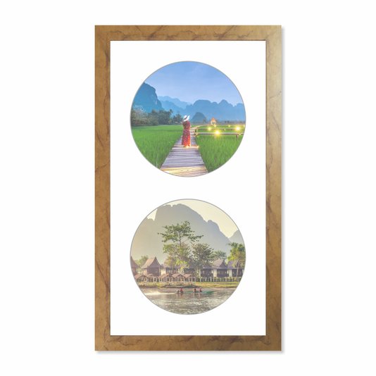 Quadro Painel de Parede para 2 fotos Redondas de 15cm