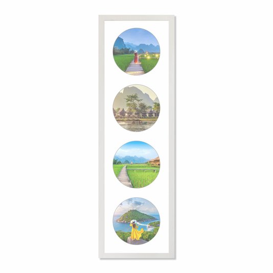 Quadro Painel de Parede para 4 fotos Redondas de 15cm