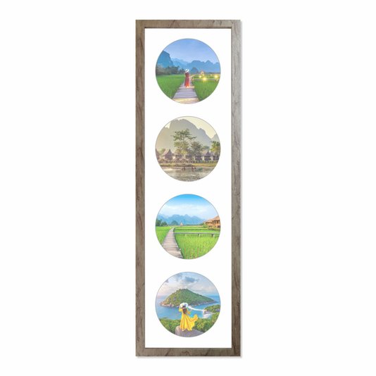 Quadro Painel de Parede para 4 fotos Redondas de 15cm