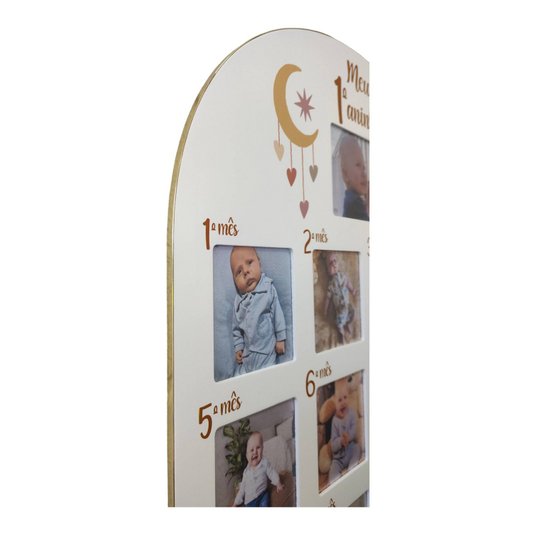 Quadro Painel Mesversário de Parede para 1 foto 10x15cm e 12 fotos 10x10cm