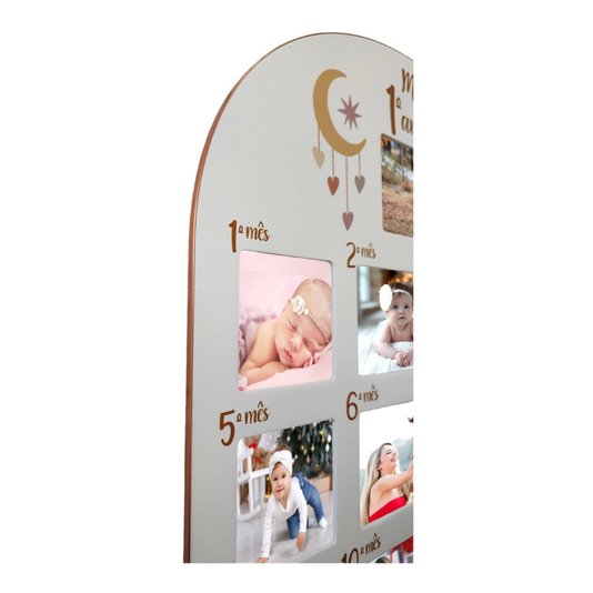 Quadro Painel Mesversário de Parede para 1 foto 10x15cm e 12 fotos 10x10cm