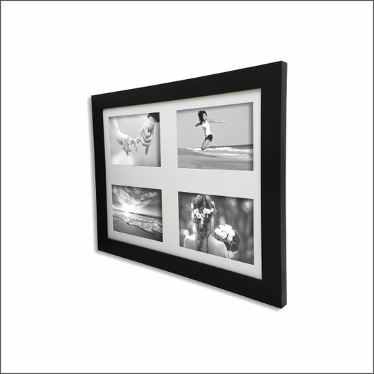 Quadro Painel de Parede Para 4 Fotos 10x15cm Moldura Lisa Revestida
