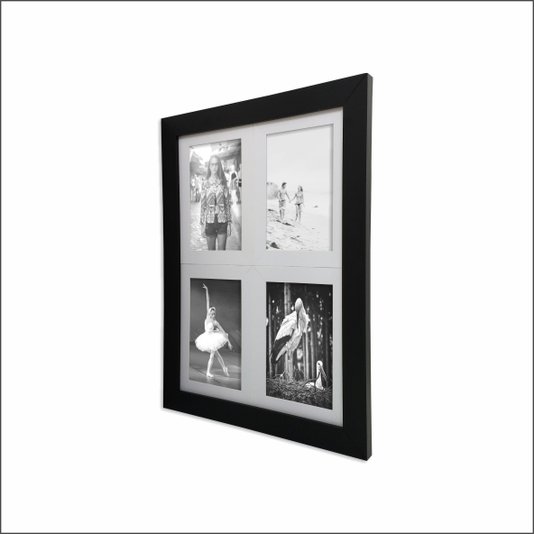 Quadro Painel de Parede Para 4 Fotos 10x15cm Moldura Lisa Revestida