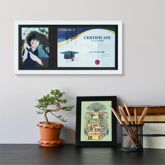 Quadro Painel para Fotos de Formatura Certificado e Diploma com Vidro