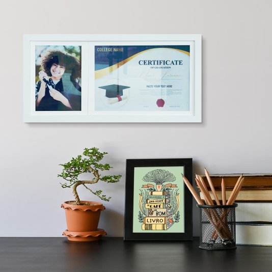Quadro Painel para Fotos de Formatura Certificado e Diploma com Vidro