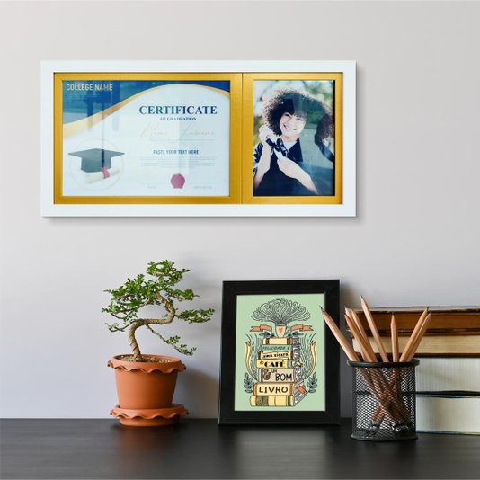Quadro Painel para Fotos de Formatura Certificado e Diploma com Vidro