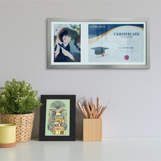 Quadro Painel para Fotos de Formatura Certificado e Diploma com Vidro