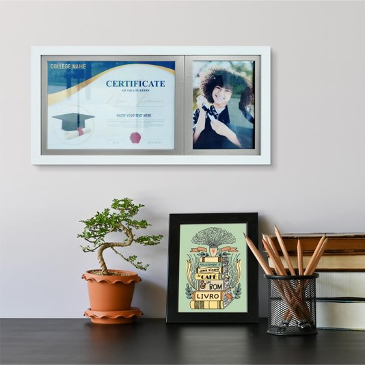 Quadro Painel para Fotos de Formatura Certificado e Diploma com Vidro