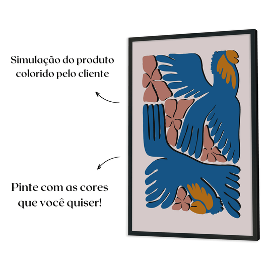 Quadro Para Colorir Alto Relevo Em Mdf Cru 3mm Estilo Matisse