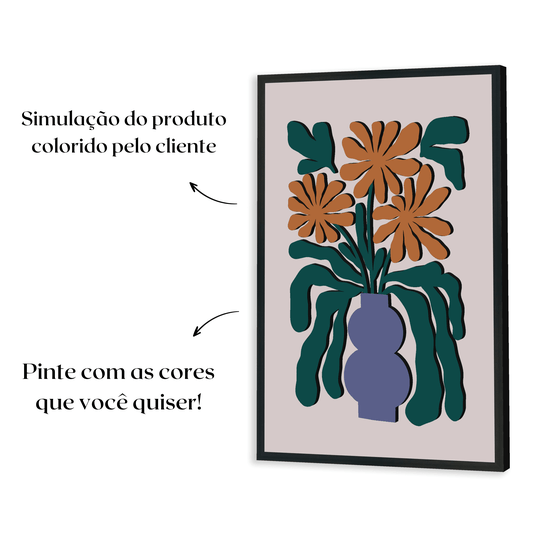 Quadro Para Colorir Alto Relevo Em Mdf Cru 3mm Estilo Matisse