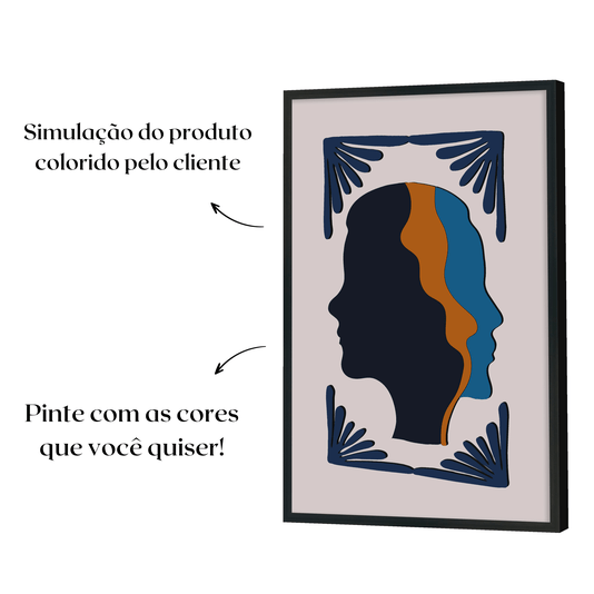 Quadro Para Colorir Alto Relevo Em Mdf Cru 3mm Estilo Matisse