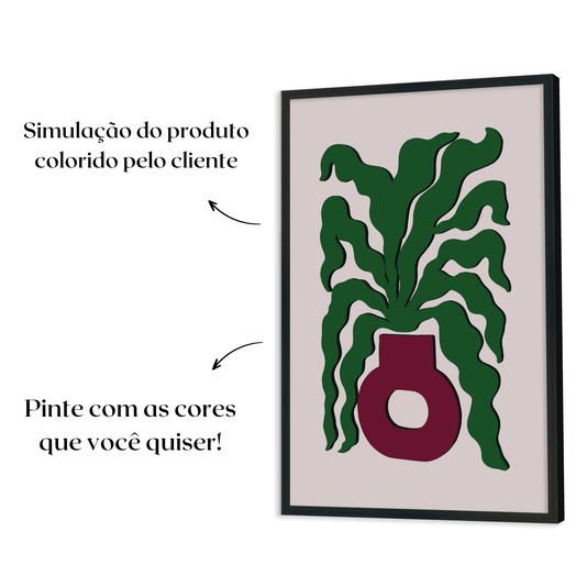 Quadro Para Colorir Alto Relevo Em Mdf Cru 3mm Estilo Matisse