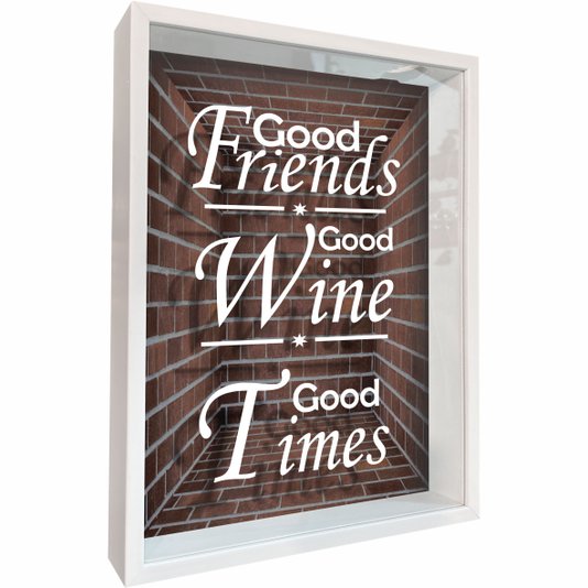 Quadro Porta Rolhas Good Friends Good Wine Good Times