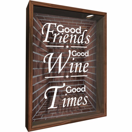 Quadro Porta Rolhas Good Friends Good Wine Good Times