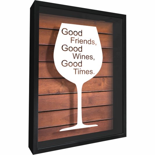 Quadro Porta Rolhas Good Friends Good Wine Good Times