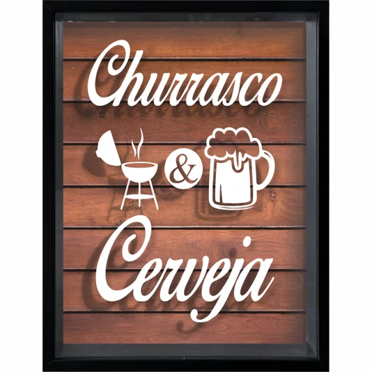 Quadro Porta Tampinhas Churrasco e Cerveja