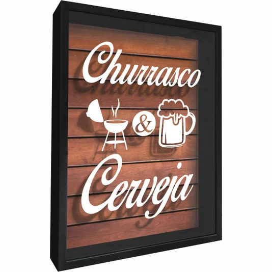 Quadro Porta Tampinhas Churrasco e Cerveja