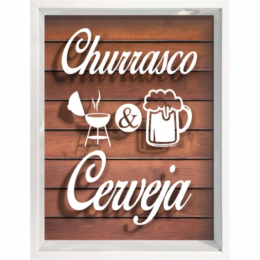 Quadro Porta Tampinhas Churrasco e Cerveja
