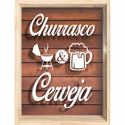 Quadro Porta Tampinhas Churrasco e Cerveja