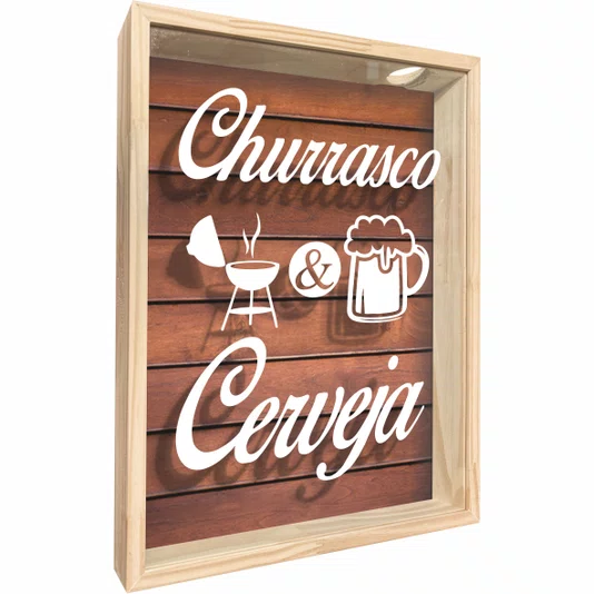 Quadro Porta Tampinhas Churrasco e Cerveja