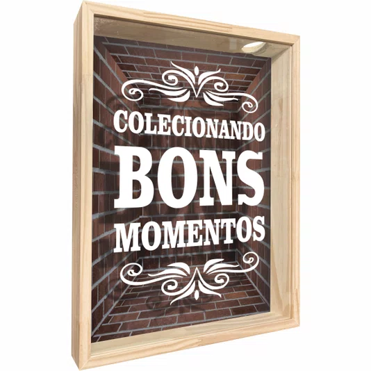 Quadro Porta Tampinhas Colecionando Bons Momentos
