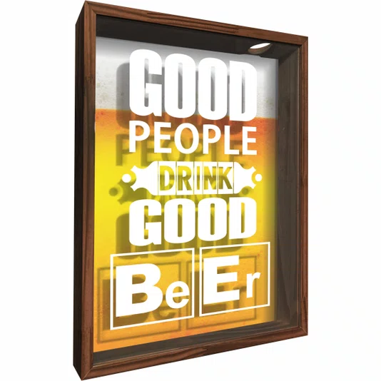 Quadro Porta Tampinhas Good People Drink Good Beer
