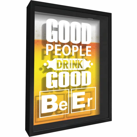 Quadro Porta Tampinhas Good People Drink Good Beer
